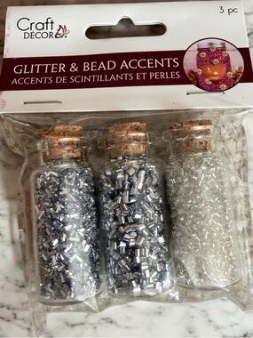 Craft Décor Silver Glitter & Bead Accents - 3 Pack
